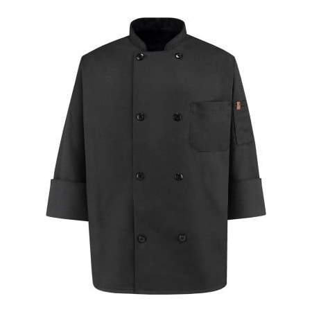 Vf Imagewear Chef Designs 8 Button-Front Chef Coat, Pearl Buttons, Black, Polyester/Cotton, XS KT76BKRGXS